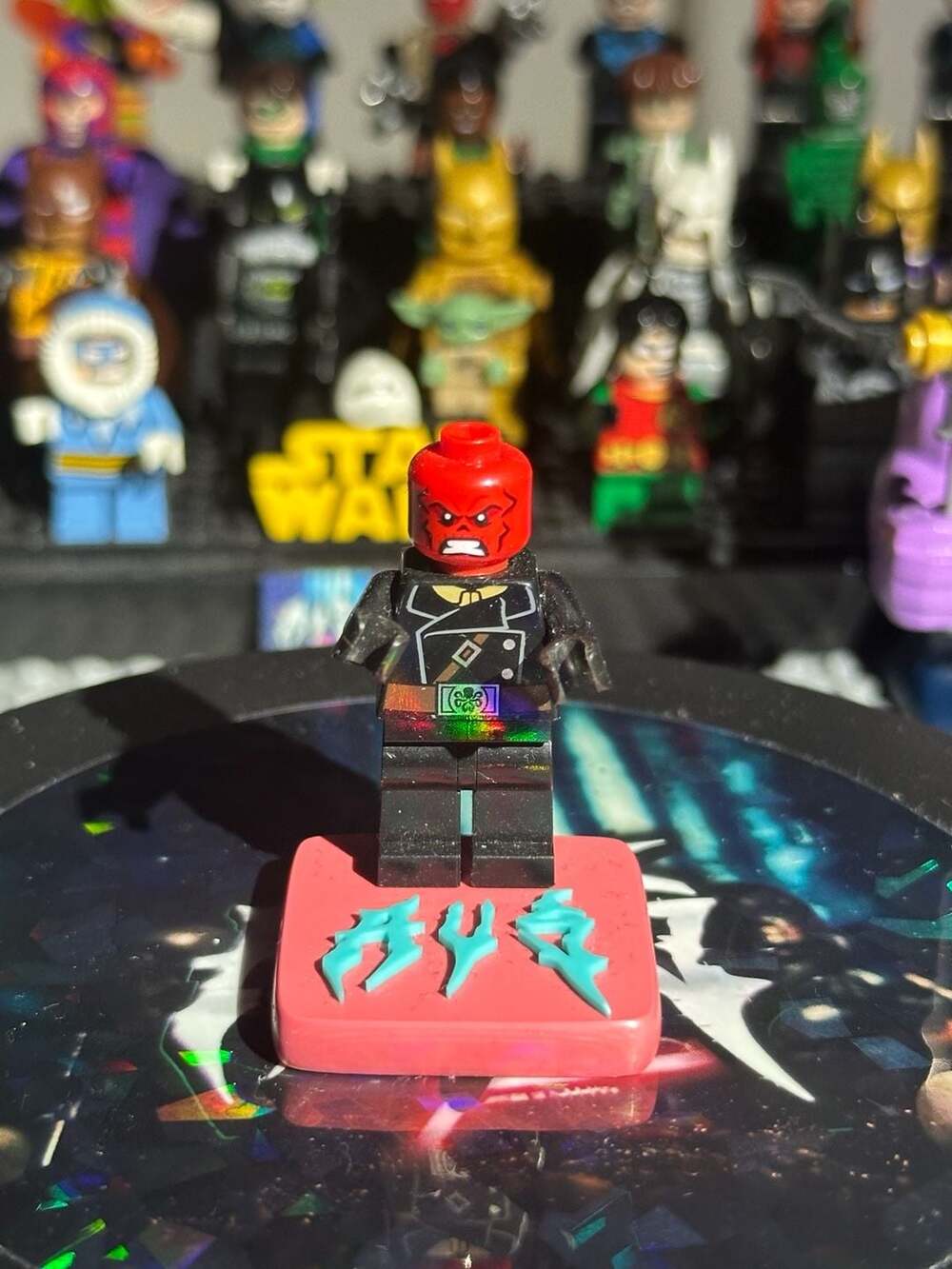 LEGO Red Skull Minifigure with Black Double-Breasted Uniform and Belt
